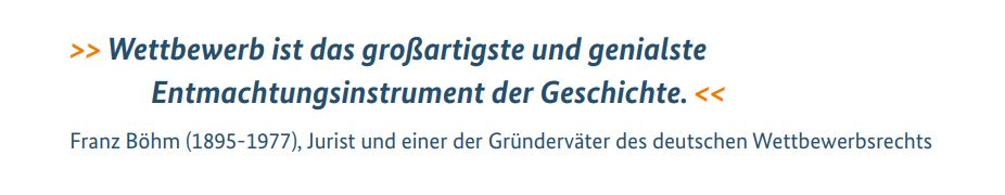 Zitat von Franz Böhm (1895–1977), Jurist und einer der Gründerväter des deutschen Wettbewerbsrechts: Wettbewerb ist das großartigste und genialste Entmachtungsinstrument der Geschichte. Zitat von Franz Böhm (1895–1977), Jurist und einer der Gründerväter des deutschen Wettbewerbsrechts: Wettbewerb ist das großartigste und genialste Entmachtungsinstrument der Geschichte.
